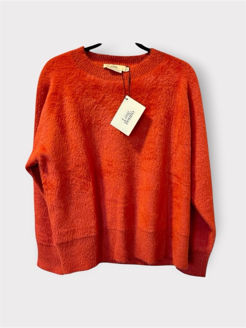 LOVE, BONITO Ashby Fuzzy Knit Sweater in "nasturtium".